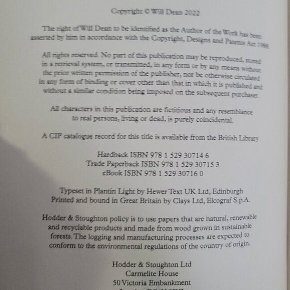 **SIGNED** LIKE NEW book First Born by Will Dean (Hardcover) First 1st Edition - Picture 3 of 4